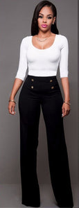 Women's Flare Bottom Button Front Design Pants - Ailime Designs - Ailime Designs
