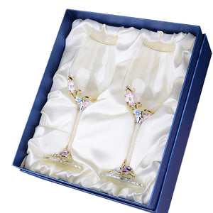Elegant Embossed Floral Champagne & Wine Flute Glasses - Ailime Designs