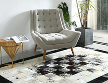 Load image into Gallery viewer, Black &amp; White Block Leather Skin Print Design Area Rugs
