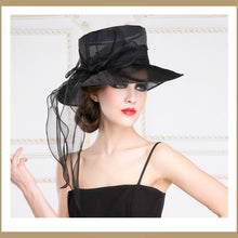 Load image into Gallery viewer, Organza Oversize Tie-Bow Front Design Sheer Hats - Ailime Designs