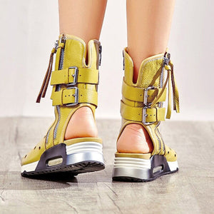 Women's Roman Style Mesh Hollow-cut Design Ankle Shoe Boots