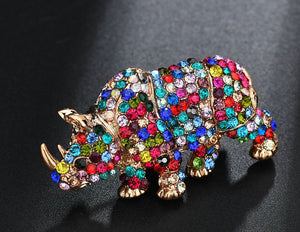 Lovely Multi Colored Rhinoceros Pin Brooch
