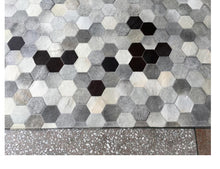 Load image into Gallery viewer, Layered Octagon Chic Design Style Elegant Genuine Leather Skin Area Rugs