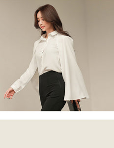 Women's Long Sleeve Shirt Cloak Design w/ Buttons - Ailime Designs