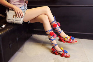 Women's Decorative Lace Tie Design Sandals