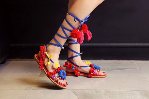 Women's Decorative Lace Tie Design Sandals