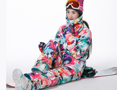 Women's Rainbow Color Camouflage Print Design Snowboard & Ski Winter Jackets - Ailime Designs