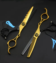 Load image into Gallery viewer, Barber Gold &amp; Black Royalty Beauty Hair Cutting Scissors - Ailime Designs