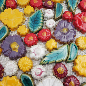 Thick Floral Mosaic Tile Art Design