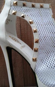 Women’s Mesh Hollow-cut Rivet Design Platform Heels - Ailime Designs