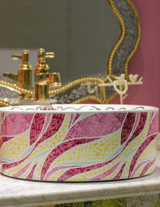 Art Deco Multi Pink Bathroom Basin Sinks - Ailime Designs