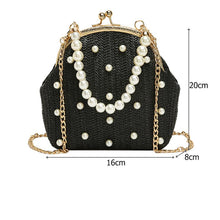 Load image into Gallery viewer, Women&#39;s Faux Pearl Design Straw Purses
