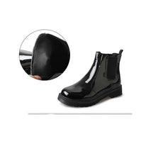 Load image into Gallery viewer, Women&#39;s Patent Leather Slip-on Ankle Boots - Ailime Designs