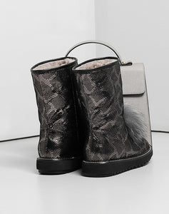 Women's Snake Print Design Winter Warm Boots