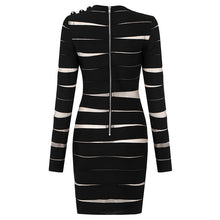 Load image into Gallery viewer, Women&#39;s Hollow-cut Mesh Stripe Panels Design Dresses - Ailime Designs