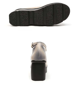 Women's Genuine Leather Grip Wedge Platform Design Shoes - Ailime Designs