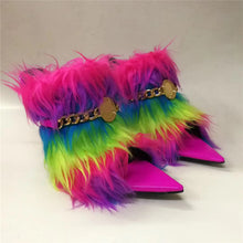 Load image into Gallery viewer, Women&#39;s Rainbow Fur Design Mules