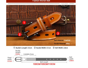 Top Stitched Design Women's High Quality Genuine Leather Belts