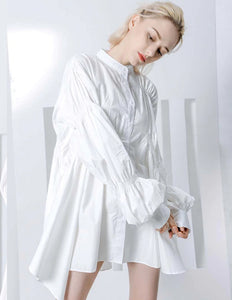 Women's Balloon Sleeve Asymmetrical Hem Dresses - Ailime Designs