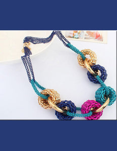 Woven Design Lucite Large Links Stylist Necklaces – Neckline Fashion Accessories - Ailime Designs