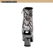 Load image into Gallery viewer, Women&#39;s Stylish Snake Print Design Ankle Boots