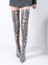 Load image into Gallery viewer, Women&#39;s Snake Print Design Thigh High Boots
