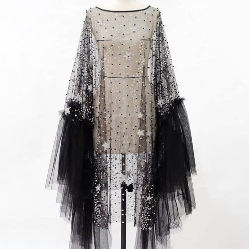 Women's  Long Sleeve Sheer Panel Dresses - Ailime Design