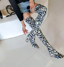 Load image into Gallery viewer, Women&#39;s Money-dollars Print Design Thigh High Boots