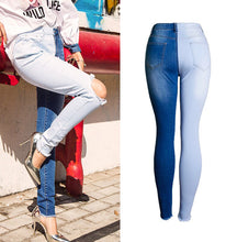 Load image into Gallery viewer, Plus Size Beauties Pencil Style Straight Leg Denim Jeans w/ Lined Frayed Panels - Ailime Designs