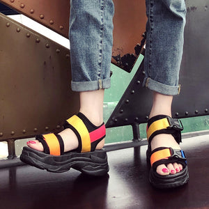Women's Stylish Summer Buckle Design Platform Sandals