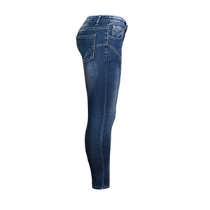 Plus Size Beauties Split Ankle Design Denim Jean Pants w/ Top Stitching - Ailime Designs