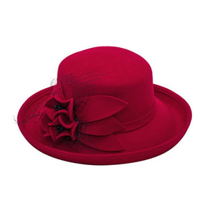Conservative Style Wine Rose Design Brim Hats - Ailime Designs - Ailime Designs