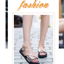 Load image into Gallery viewer, Women&#39;s Genuine Leather Roman Strap Buckle Style Sandals