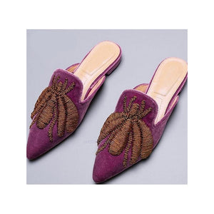 Women's Embroidered Velvet Slipper Mules