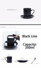 Load image into Gallery viewer, Elegant 2 Pc Black-Line Porcelain China Cup &amp; Saucer Set