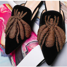 Load image into Gallery viewer, Women&#39;s Embroidered Velvet Slipper Mules