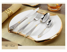 Load image into Gallery viewer, Gold Plated 24 PC Luxury Stainless Steel Tableware Sets