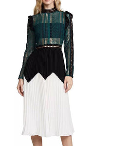 Self Portrait Pleated Block Print Multi Color Women's Lace Dress - Ailime Designs - Ailime Designs