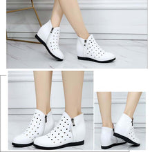 Load image into Gallery viewer, Women&#39;s Wedge Lace Tie Design Soft Leather Skin Ankle Boots