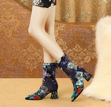 Load image into Gallery viewer, Women&#39;s Chic Style Floral Print Design Ankle Boots