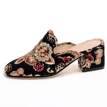 Load image into Gallery viewer, Women&#39;s Embroidered Floral Design Mules - Ailime Designs