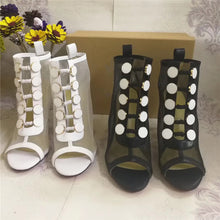Load image into Gallery viewer, Women&#39;s Mesh Pearl Button Design Ankle Boots