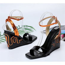 Load image into Gallery viewer, Women&#39;s Strap Ankle Design Patent Leather Wedges