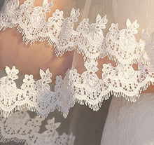 Load image into Gallery viewer, Bridal White Double Lace Design Head Veils – Ailime Designs