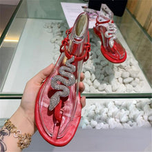 Load image into Gallery viewer, Women&#39;s Egyptian Crystal Snake Ornament Design Sling-back Sandals