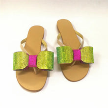 Load image into Gallery viewer, Women&#39;s Summertime Crystal Bow Design Flat Slippers