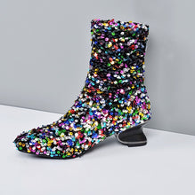 Load image into Gallery viewer, Women&#39;s Sequin Design Handmade Ankle Boots