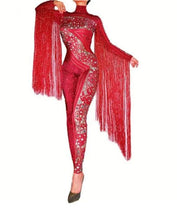 Load image into Gallery viewer, Women&#39;s Stage Performance Fringe Design Jumpsuit Costume – Entertainment Industry