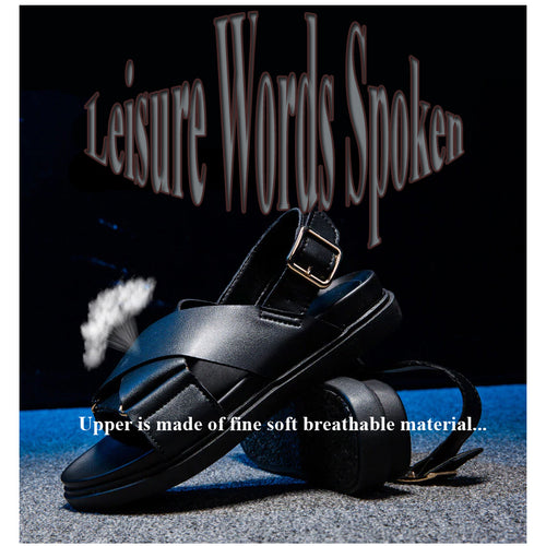 Women's Genuine Leather Roman Strap Buckle Style Sandals