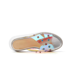 Women's Transparent Colored Crystal Design Slip-on Sandals